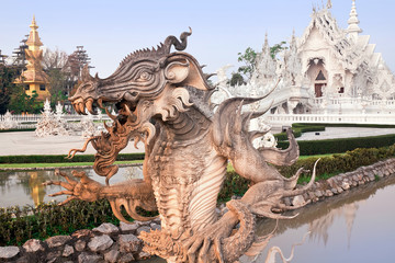 Sculpture of a dragon on a background of temple Rong