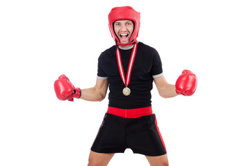 Funny boxer isolated on the white