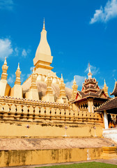Fototapeta na wymiar Golden pagada in temple Pha That Luang, Vientiane, Laos