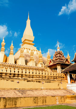 Golden pagada in temple Pha That Luang, Vientiane, Laos