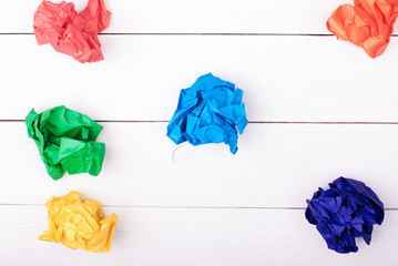 colored balls of crumpled paper