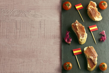 Spanish tapa on a slate plate