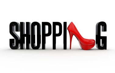 Shopping text with High Heel Shoe
