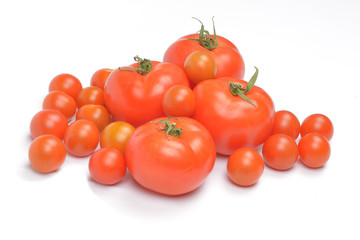 Tomatoes on white background