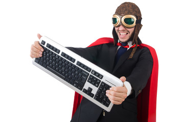 Man wearing red clothing in funny concept