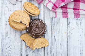 Obraz na płótnie Canvas Portion of Chocolate Cream Cookies