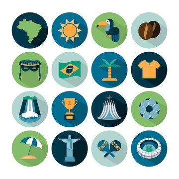set of vector Brazil icons