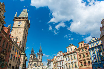 View of Prague on bright summer day