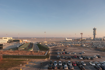 Sunset on the runway of Malpensa