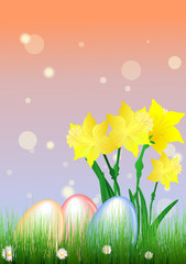 Ostereier und Märzenbecher