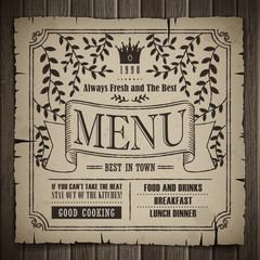 restaurant menu design in retro style