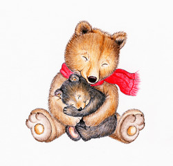 Mama bear with baby bear - 79202288