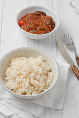 rice cooked in chicken stock