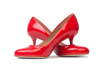 Red woman shoes isolated on the white background
