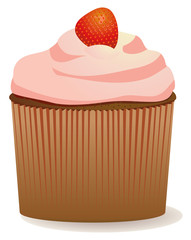 Cupcake with strawberry on top