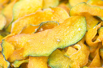 Fried  Pumpkin Crisp ; Thai snack.