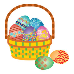 Full Basket of Decorated Easter Eggs