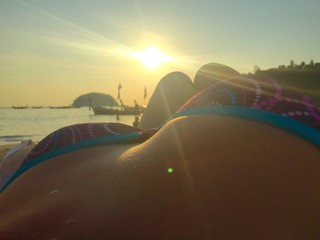 Beach sunset view with a breast