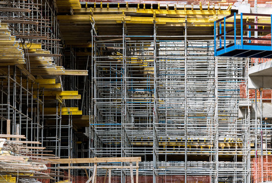 Detail of scaffolding on construction site