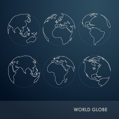 Obraz premium World Globe Detail line symbol Vector Illustration