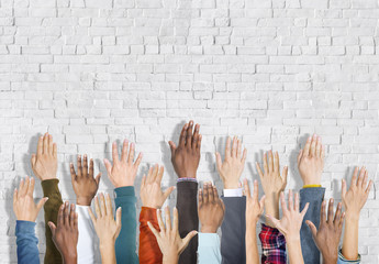 Group of Multiethnic Diverse Hands Raised