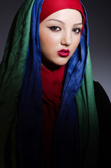 Portrait of the young woman with headscarf