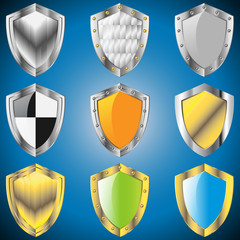 A set of metallic shields