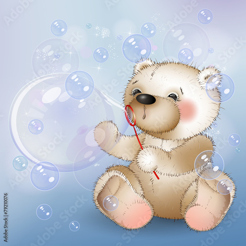 "Bear blows bubbles" Stock image and royaltyfree vector files on