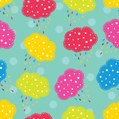 Colorful clouds. Seamless pattern.
