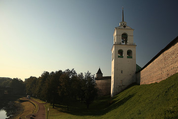 Orthodox monastery church domes of the Kremlin Fortress