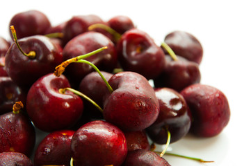 Fresh cherries isolated on white background