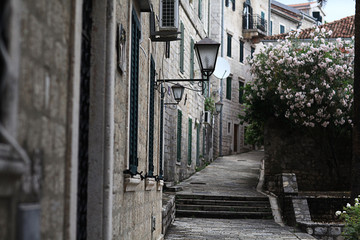narrow streets of the old European city landscape