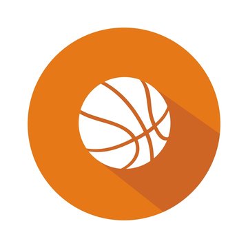 Icono balón baloncesto naranja botón sombra