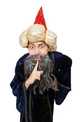 Funny wise wizard isolated on the white