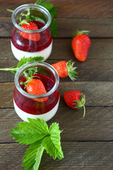 Milk yogurt with strawberries