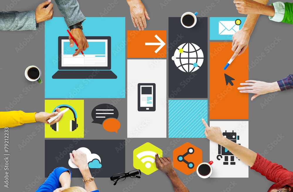 Poster computer cloud computing storage media digital concept