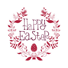 Happy Easter festive poster with decorative elements, quotes