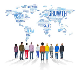 Global Business People Togetherness Rear View Growth Concept