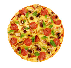 Pizza on white background