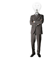 businessman with lamp-head have got an idea