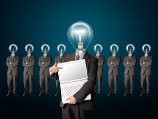 businessman with lamp-head have got an idea