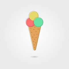 ice cream icon in stroke style with shadow