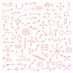 set of red hand drawn arrows