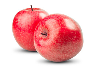 Isolated Red apples on white background. Fresh diet fruit with