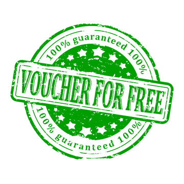 Damaged round green stamp - a voucher for free - vector