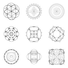 Nine mandalas outline designs