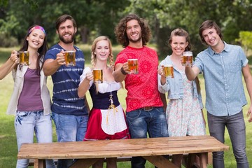 Group of friends celebrating oktoberfest
