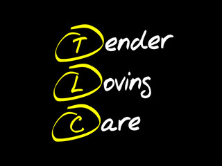 Tender Loving Care (TLC), business concept acronym