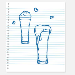sketch of a beer