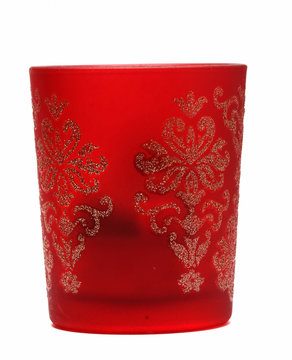 stylish red candle in a glass